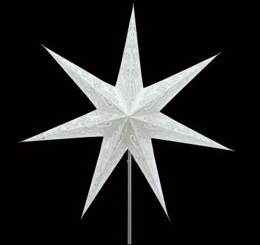 Curves Batik White - Foldable glowing star, paper poinsettia with 7 points, 60 cm